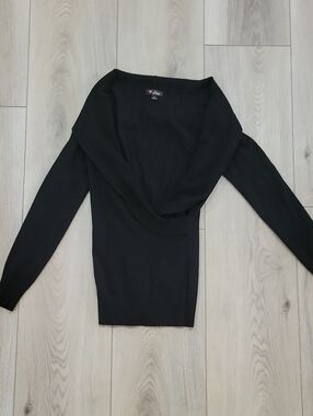 Guess Black Off-Shoulder Cowl Neck Sweater